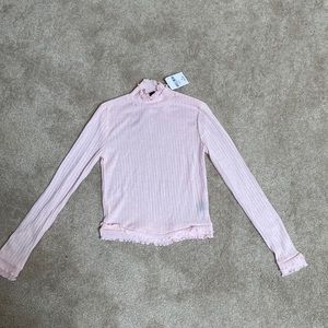 Pink long sleeve crop top-Large